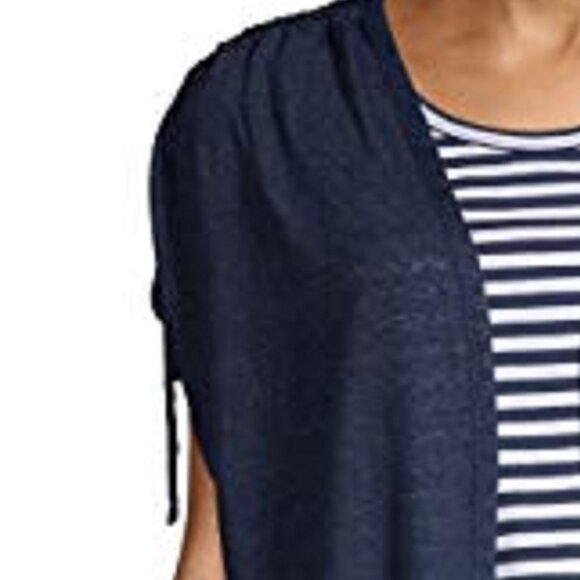 Time & Tru Women's Short Sleeve Crewneck Cardigan 2fer Blue 3XL, NEW, Never worn - Picture 4 of 5